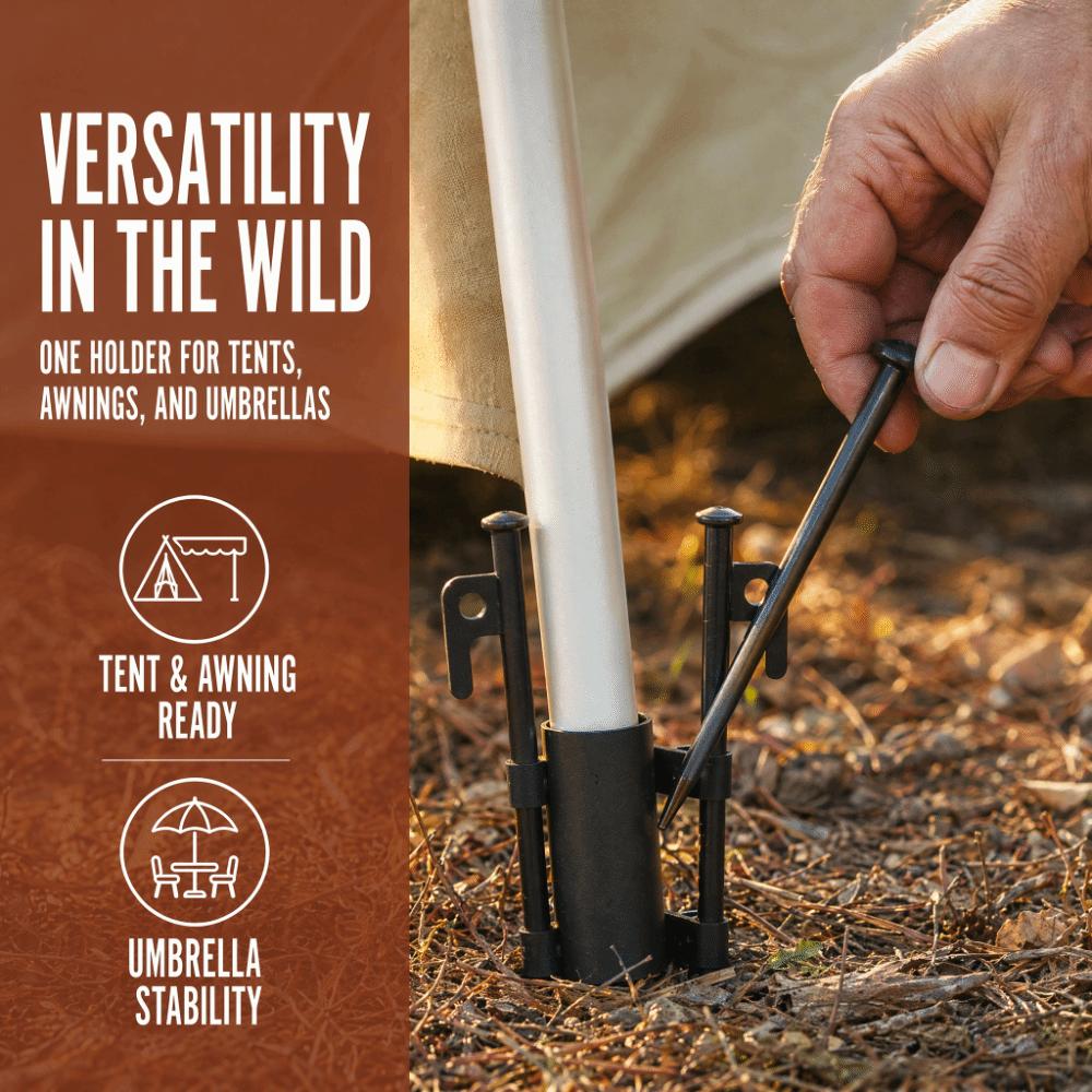 2 Pcs Metal Awning Rod Holder Dual Side Hole Camping Pole Stand Tent Pole Fixer Hiking Adventure