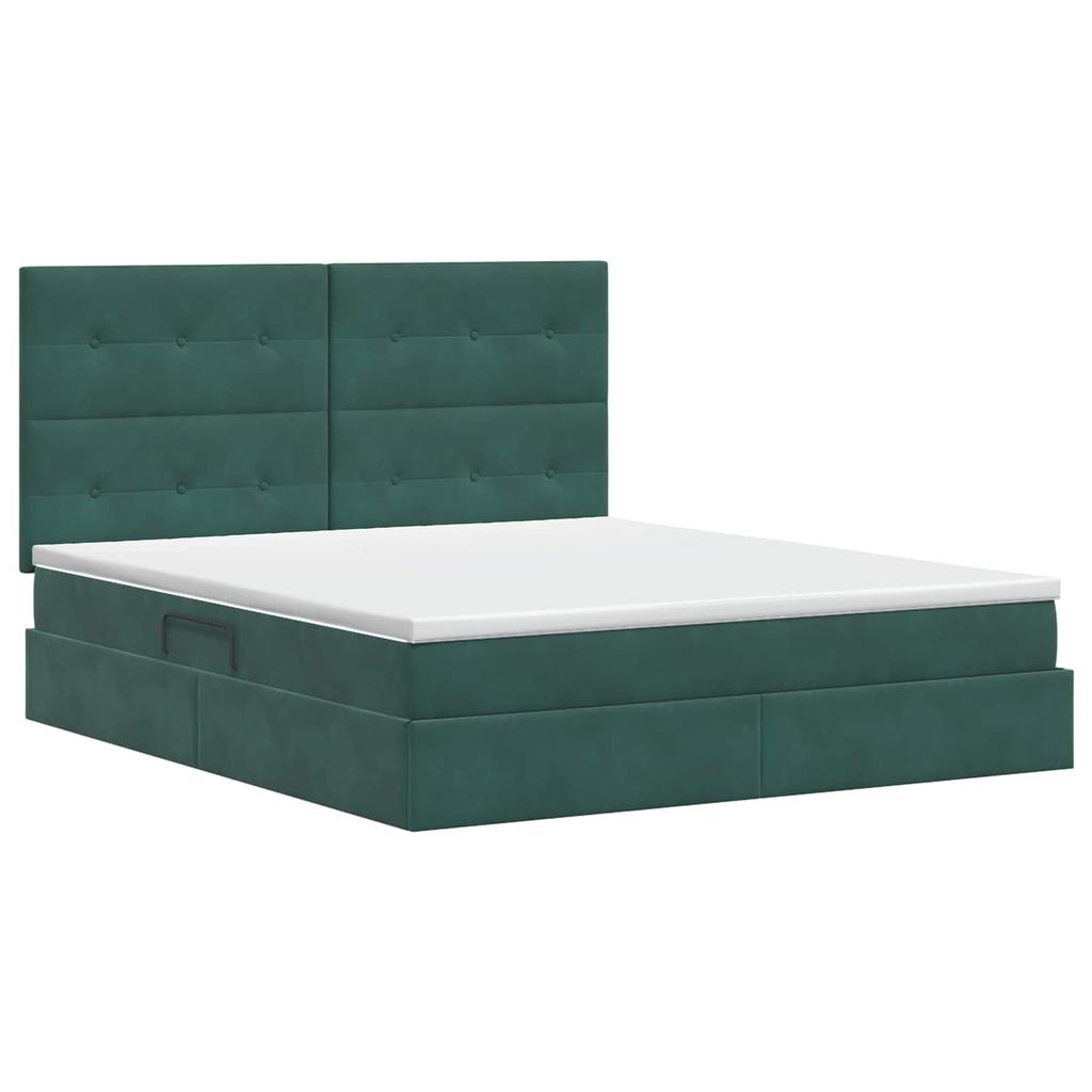 Storage Bed with Mattress Dark Green 160 x 200 cm Velvet