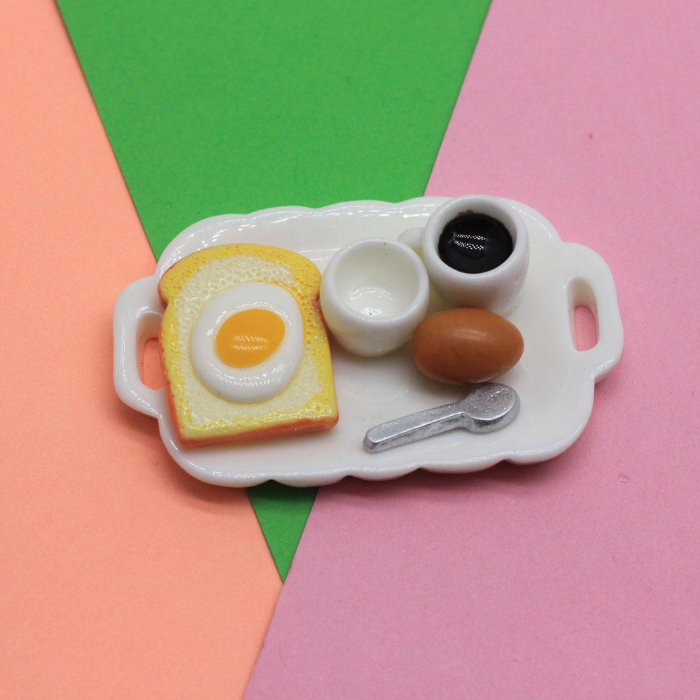 1/12 Doll House Food Kitchen Accessories Delicious Breakfast Bread Pizza Drinks Set for Kids Play Toys