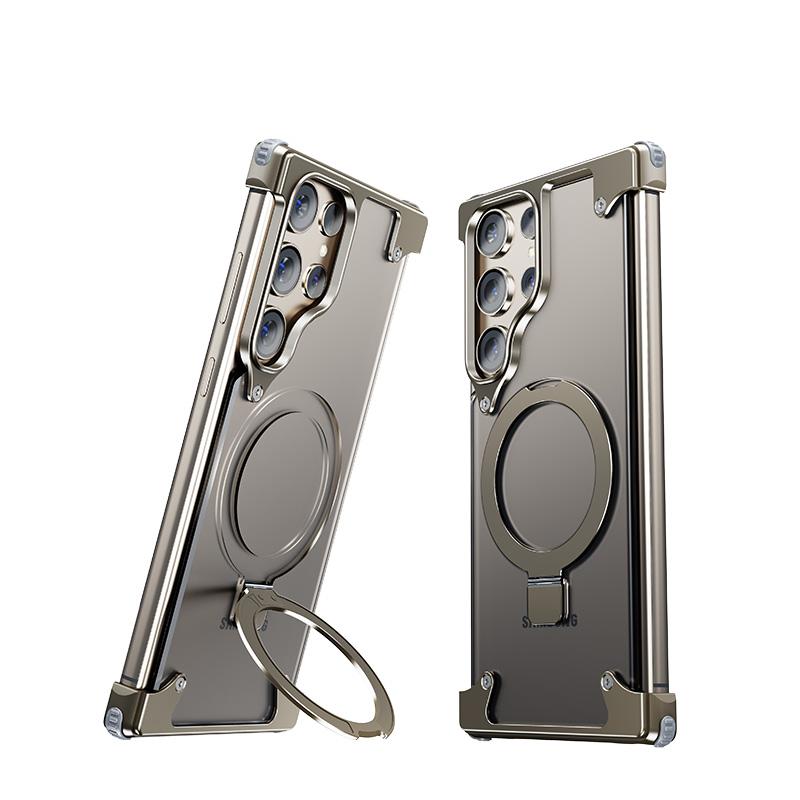 Oatsbasf Magnetic Slim Phone Case for Samsung Galaxy S23 S24Ultra Baze-less Phone Protective Cover w/ Magsafe Finger Ring Holder