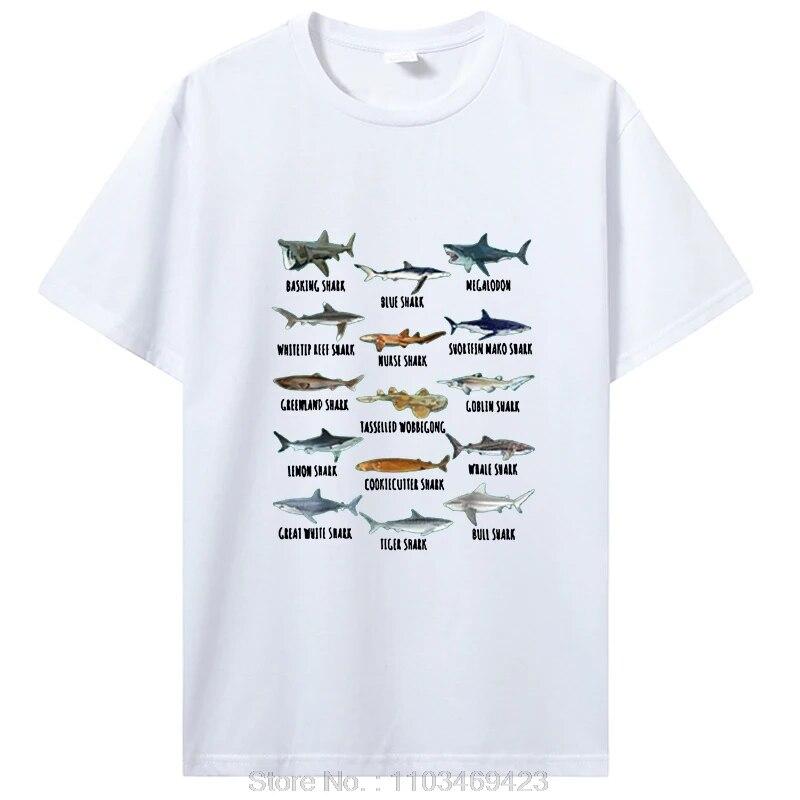 Футболка с видами акул, биология, разные виды акул, одежда с комиксами для детей и взрослых, футболки с графическим рисунком, топы, подарочная одежда