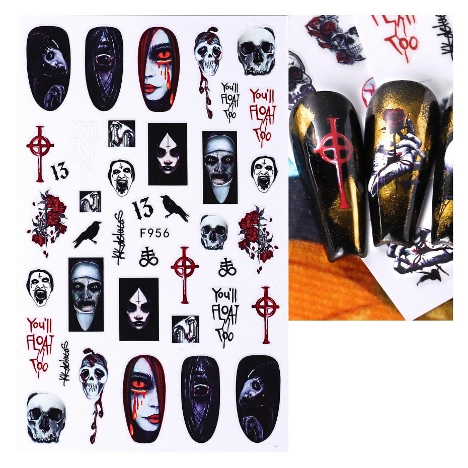 Nail Sticker 3D Liner Dark Butterfly Skull Flower Transfer Beautiful Decals Decoration Nail Art Accessories DIY Design