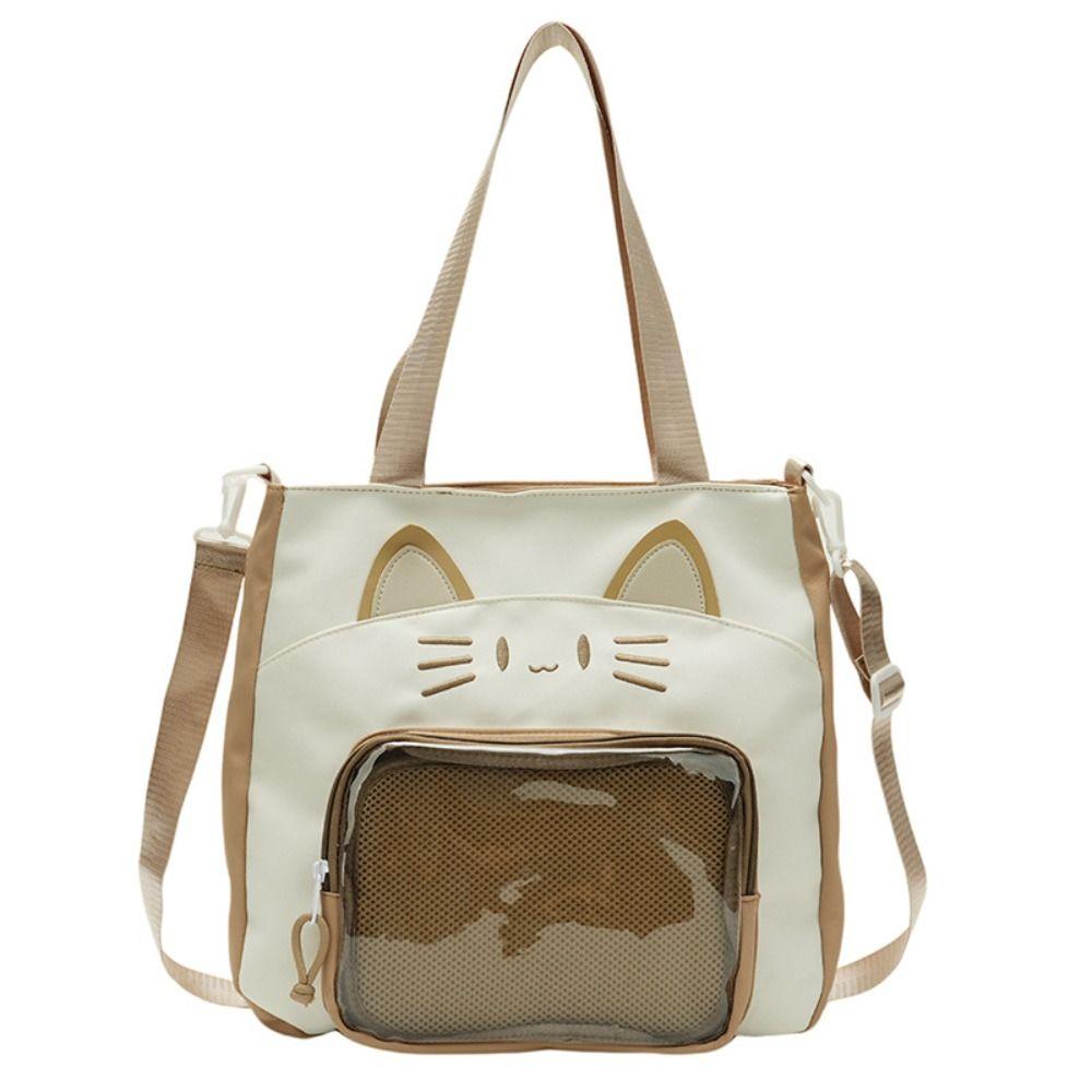 Nylon Transparent Pocket Zipper Bag Fashion Backpacks Pouch Bag Kawaii Cat Itabag  Children