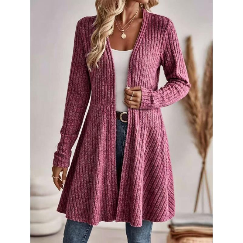 Women S Long Knit Cardigan Coat Solid Color Casual Sweater