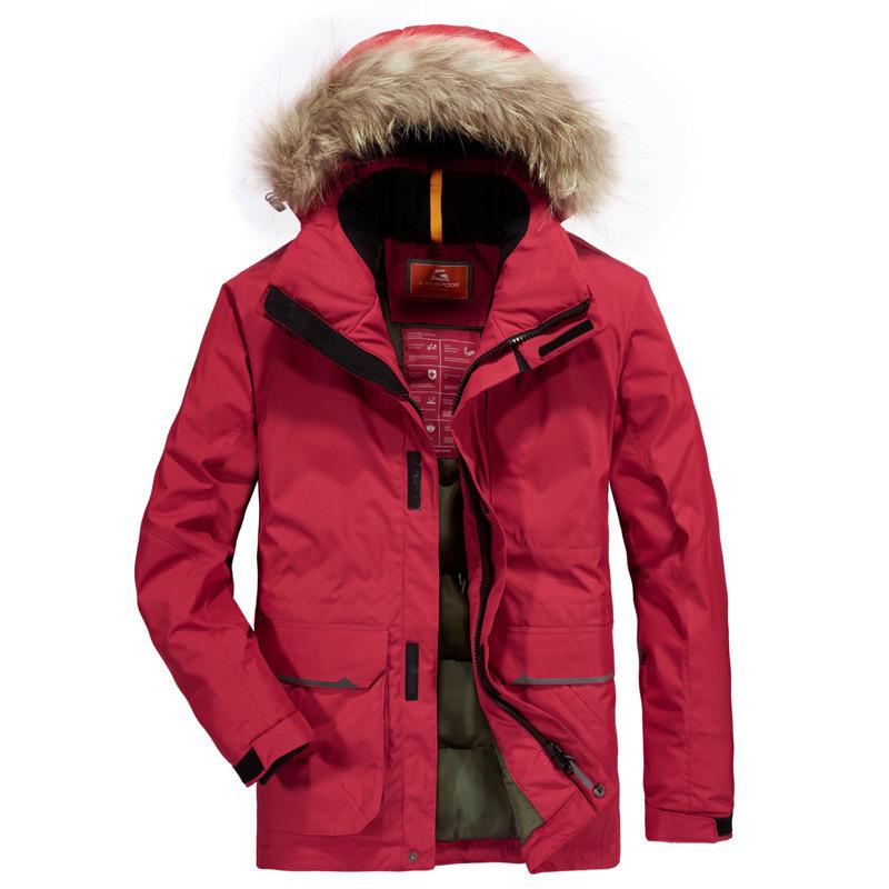 Men's New Winter Business Casual Mid-length Hooded Down Fur Collar Thickened Warm Cotton Jacket