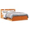 VidaXL Bed Frames and Headboard Wax Brown 140x200 Cm Pine Wood, Bedroom Furniture, Bed Base, Wooden Bed, 3307085