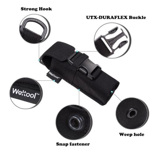 Weltool Tactical Flashlight Holster, Molle System, Cordura Material, UTX-DURAFLEX Buckle Tool Pouch, Compatible with Fenix ??UC30, PD32, Surefire G2,