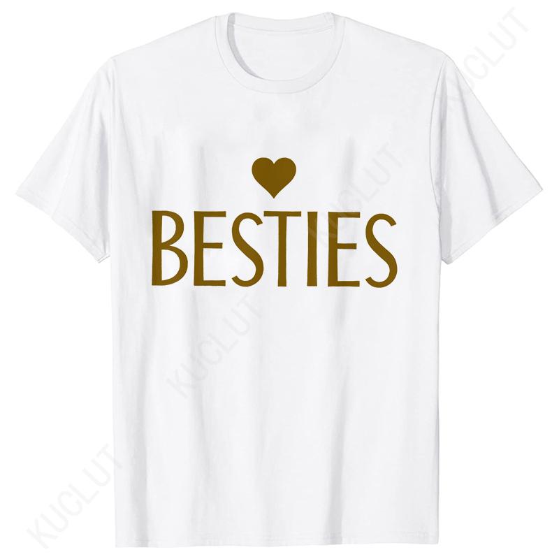Футболка "Besties" для женщин Одежда Мода Персонализированные Футболки для Лучших Друзей Bff на Всю Жизнь Футболка Совместная Подарок Девочке на День Рождения