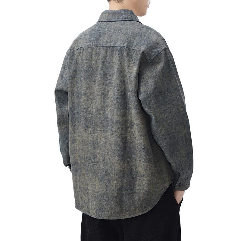 Новая весенняя японская ретро мужская рубашка свободного кроя в полоску, повседневная американская рубашка-куртка