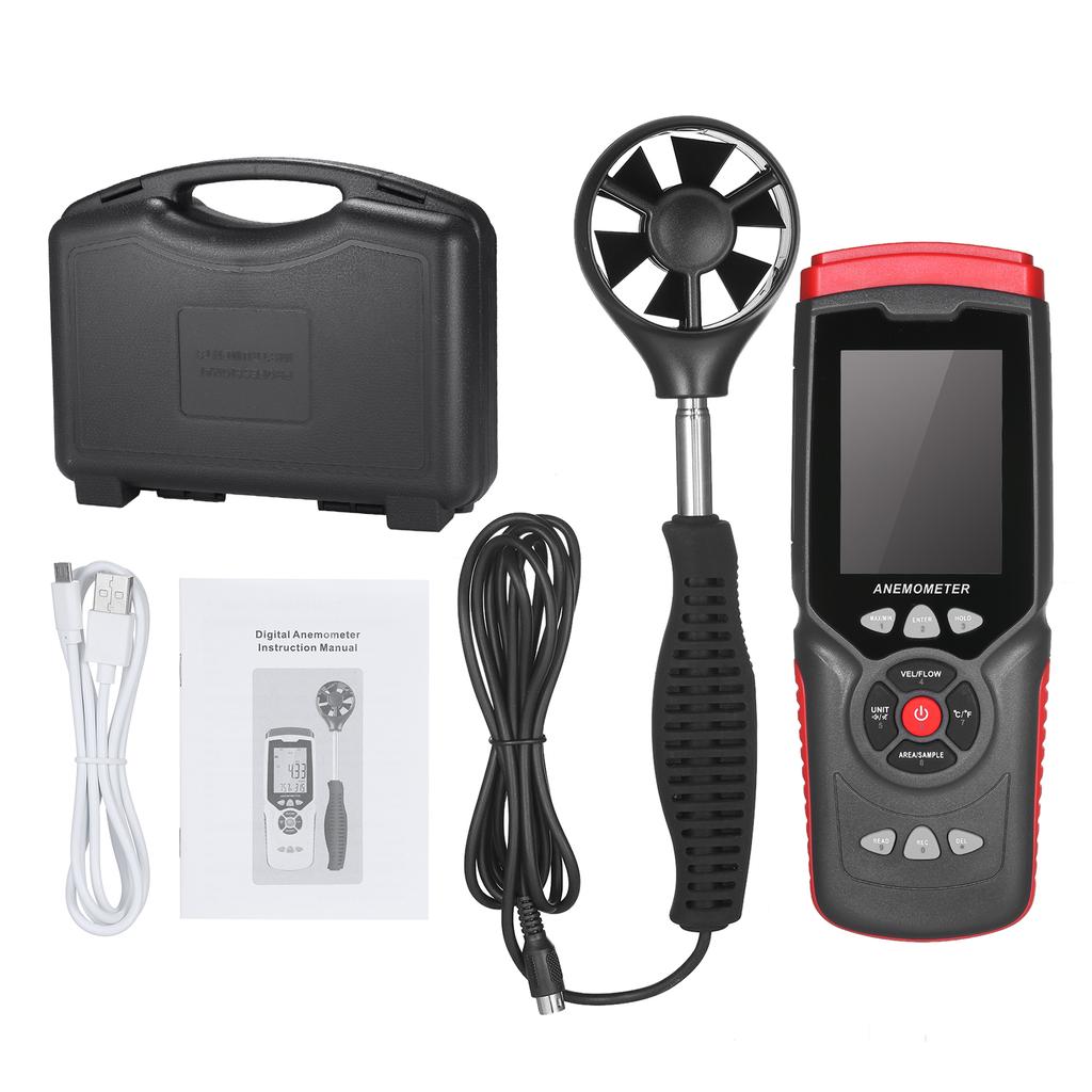 Handheld Digital Anemometer Professional Multifunction Anemograph with Detachable Auxiliary Fan Air