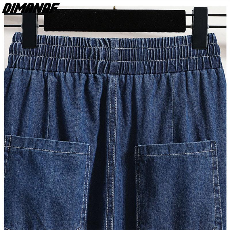 Dimanaf 2024 Plus Size Summer. Women Jeans Harem Pants Loose Casual Female Trousers Oversize Blue Pants 5XL A