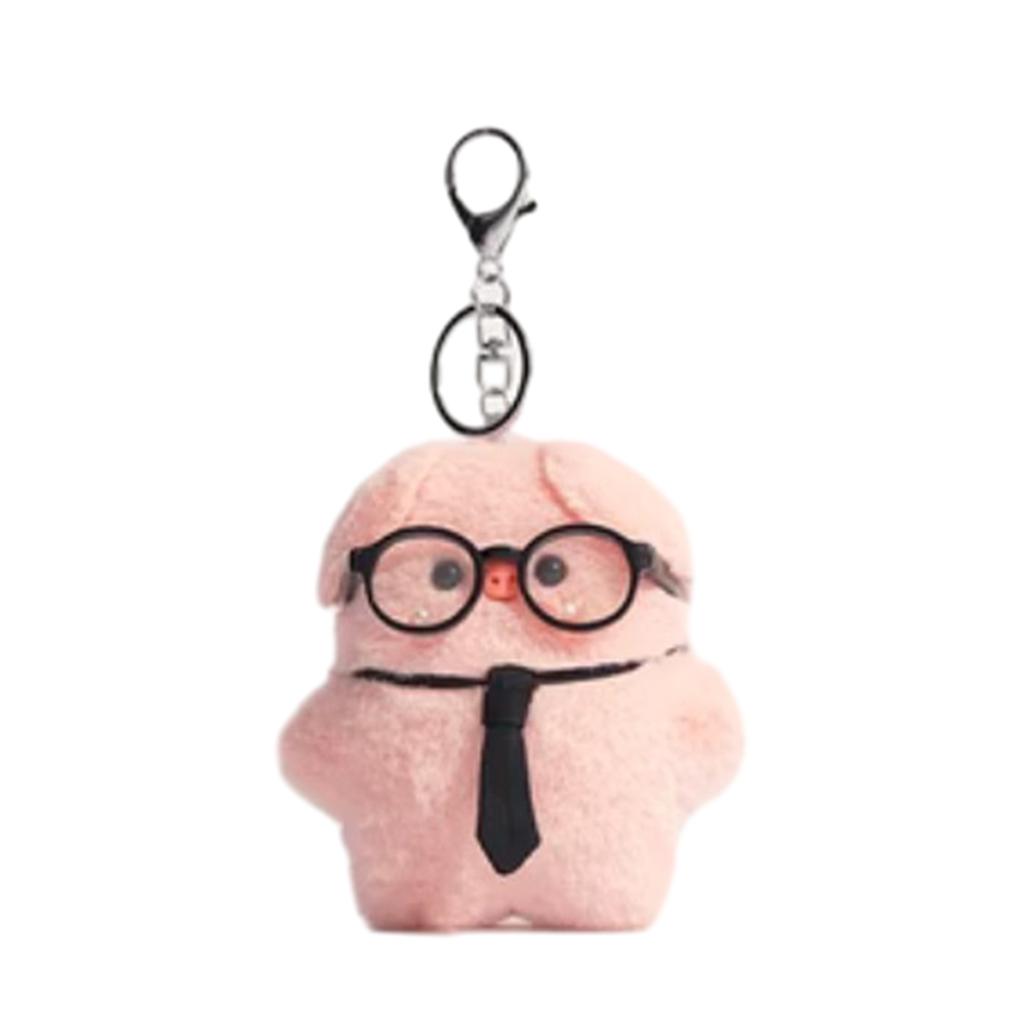 Stylish Pig Keychain with Sunglasses Soft Stuffed Toy Backpack Pendant Kids Gift Fashionable Accessory for Women Girl