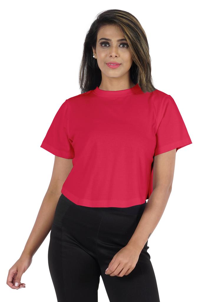 Inkmeso Short Sleeve Casual Cropped Tee For Womens Solid Crew Neck Crop Top
