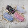 New Versatile Metal Hand-held Sequined Small Bag Women's Shiny Shoulder Bag Fashionable Texture Messenger Small Square Bag
