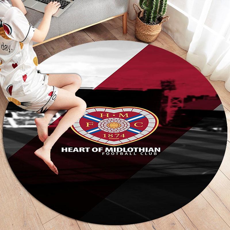 Heart of Midlothian Football Club Round Area Rug,Carpet Rug for Living Room Bedroom Sofa Playroom Decor,Non-slip Floor Mat