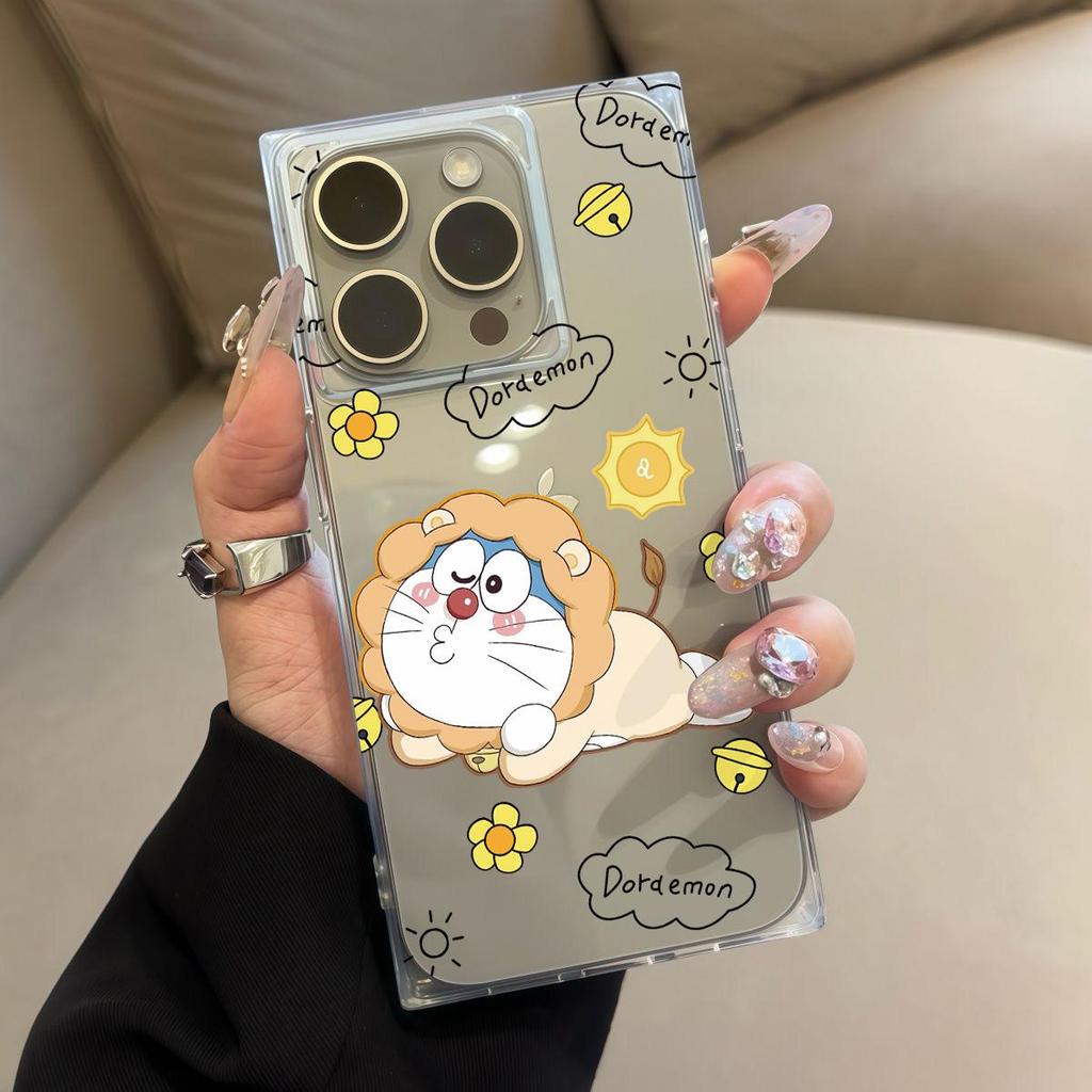 Прозрачный квадратный чехол-трубка для защиты iPhone 16 ProMax 11 12 15 Plus 14 Pro Max 13, защита от окисления, чехол с рисунком эксцентричного кота