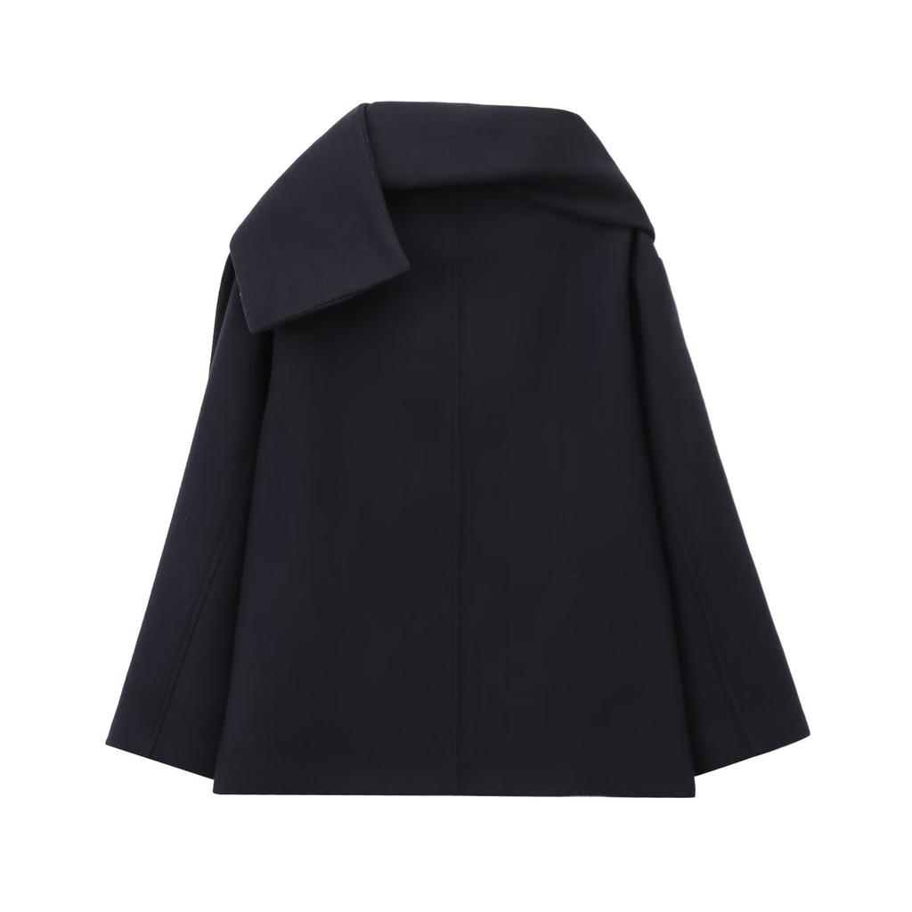 European and American style, new women's clothing, blended with scarf, round neck long-sleeved coat and coat 2095141.