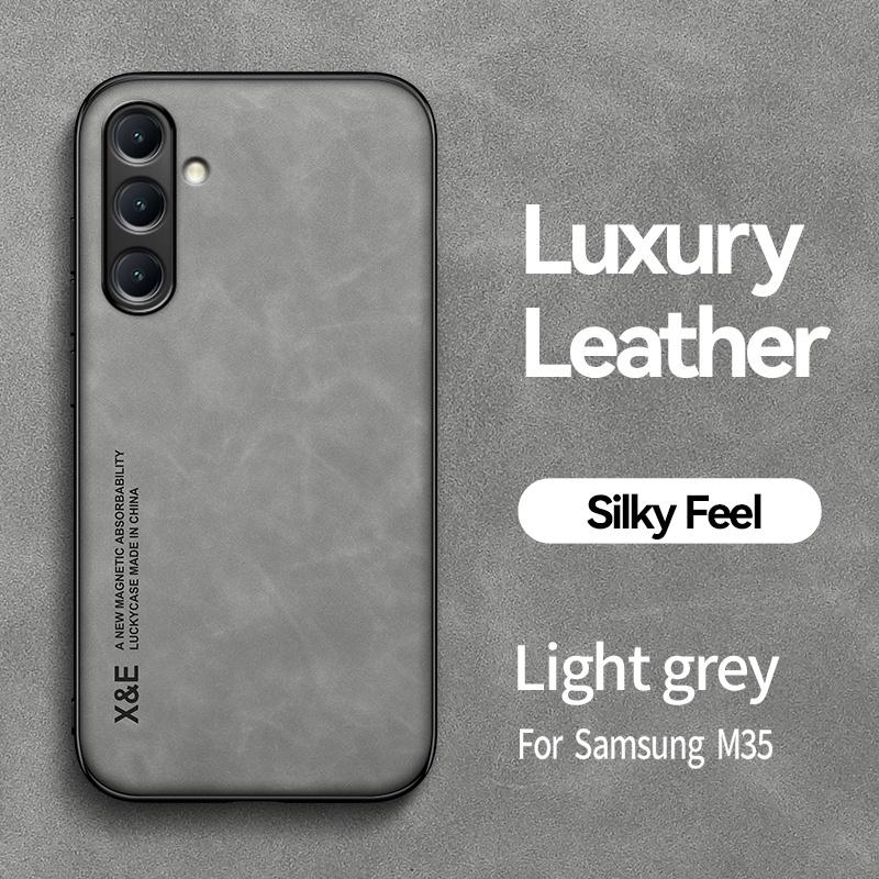 Чехол для Samsung Galaxy M35 5G Кожаный Чехол с Магнитным Автодержателем для Телефона для Sumsung M35 M 35 SM-M356B Мягкий Бампер Задняя Крышка