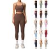 Женская мода однотонный топ с открытой спиной облегающий дышащий комплект для йоги спортивные штаны для бега фитнеса комплект из двух предметов