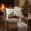 New 45×45cm Christmas Throw Pillow Cover Linen Removable Pillow Cover Soft Christmas Tree Pillowcase Home Decoration