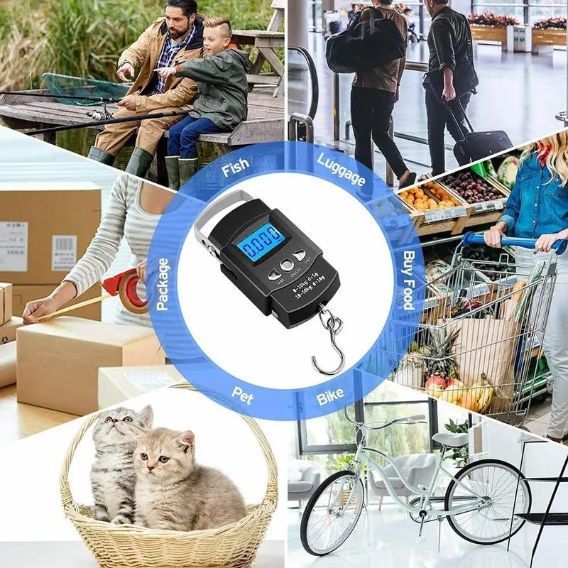 50kg/10g LCD Mini Scale Electronic For Fishing Luggage Travelling  Weighting  Hook Scale Portable Digital Kitchen Scales