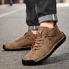 New 2025 Handmade Leather Men Boots Man Breathable Casual Leather Shoes Design Sneakers Men Ankle Boots Breathable Outdoor Boats