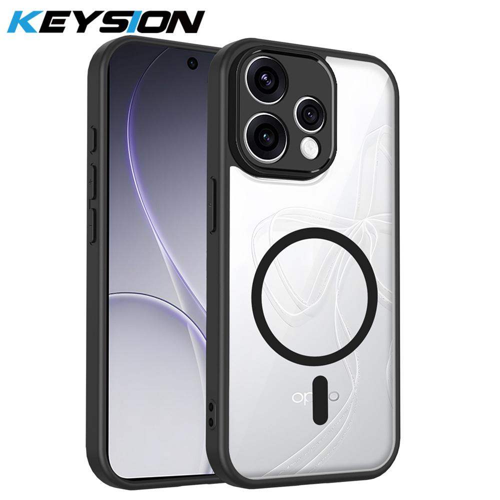 KEYSION Transparent Magnetic Phone Case for OPPO Reno15 Pro Max 5G Silicone+PC HD Clear Shockproof Cover for OPPO Reno15 F 5G