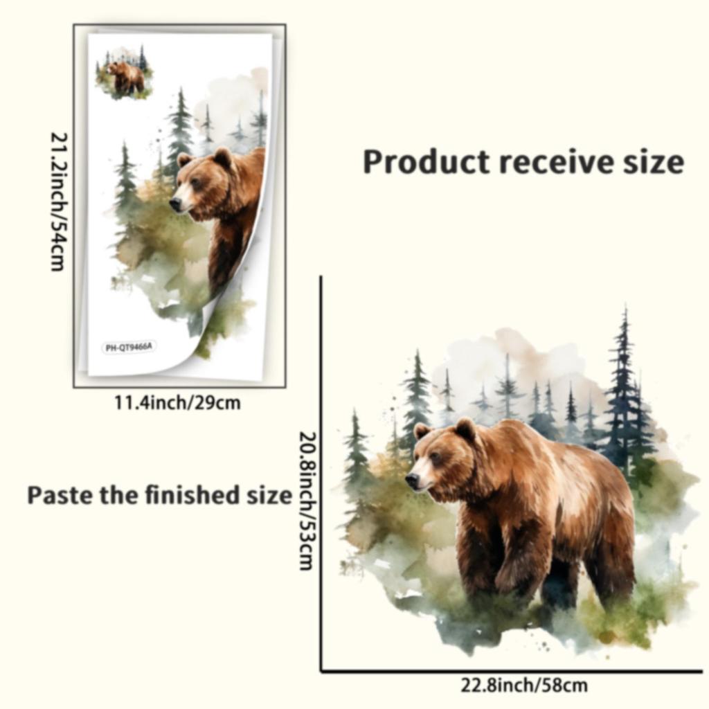 Animal Fierce Bear Wall Stickers for Living Room Decor