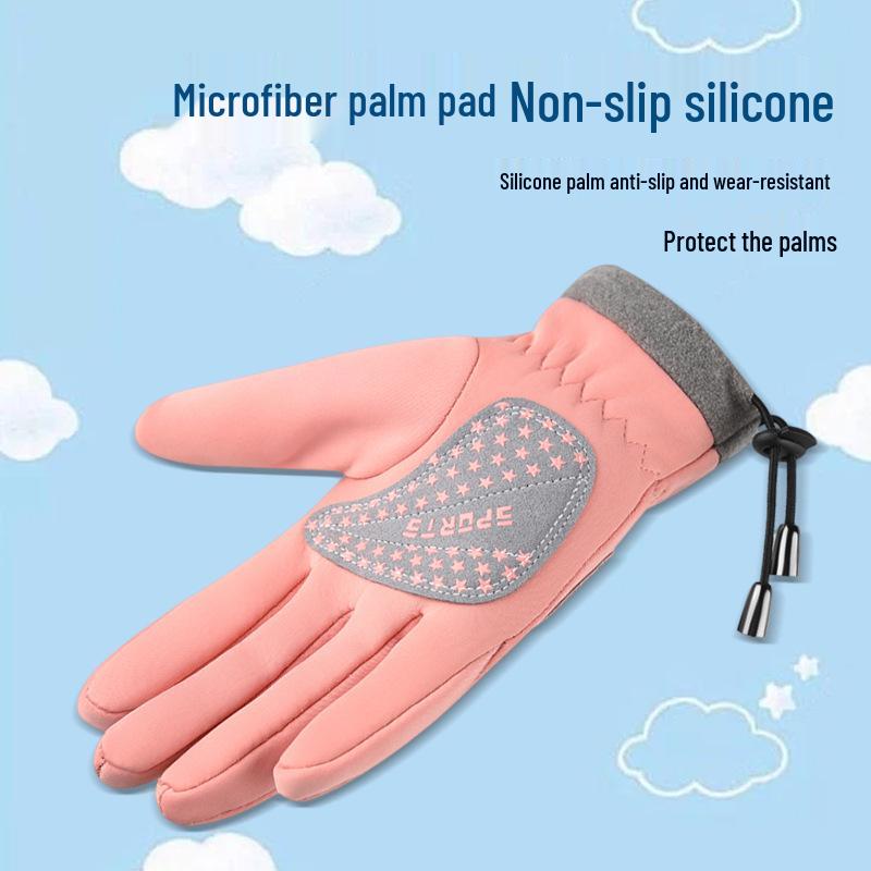 Детские зимние перчатки на флисовой подкладке: Теплые, Нескользящие для Велоспорта на Открытом Воздухе, для Мальчиков и Девочек