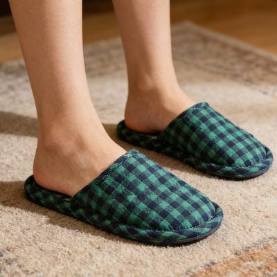 Унисекс Корейский стиль Клетчатые Домашние тапочки Закрытый носок Мягкая Домашняя обувь Удобные Домашние тапочки для мужчин и женщин