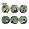 Unique Cat Themed Gifts Wooden Coasters, Decorative Heat Resistant Table Mats, Non-slip Cup Retro Pattern Coasters Insulation for Hot Drinks And Desk