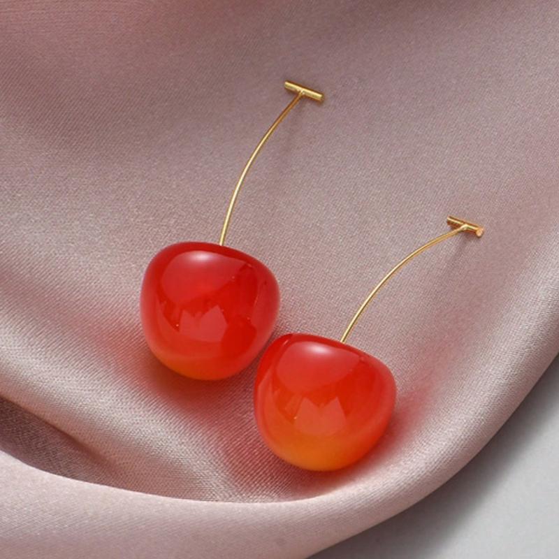 1 пара серег-подвесок в виде вишни, подходит для женщин для повседневной носки и вечеринок