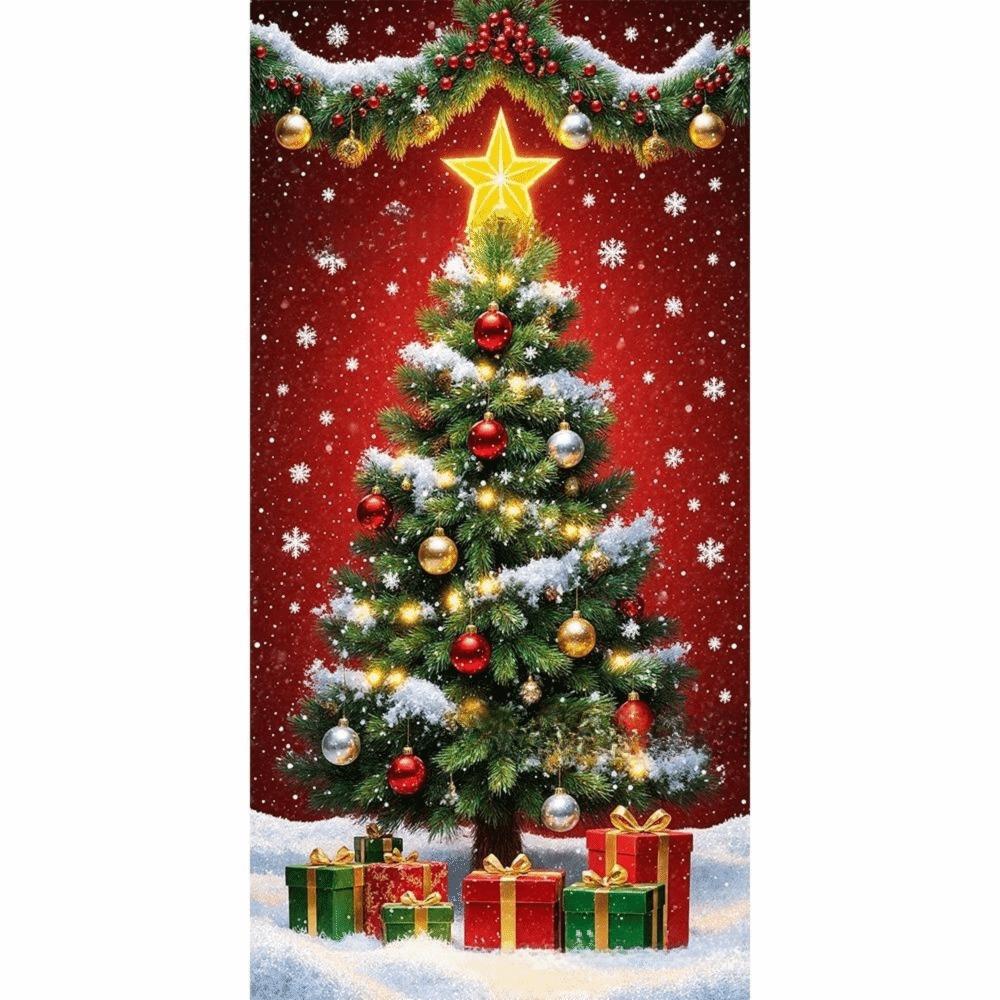 Door Hanging Christmas Door Cover Atmosphere Arrangement Background Santa Claus Banner Holiday Props Old Man Snowman