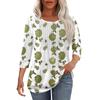 Женская модная повседневная плиссированная футболка с круглым вырезом и рукавами три четверти с повседневным цветочным принтом