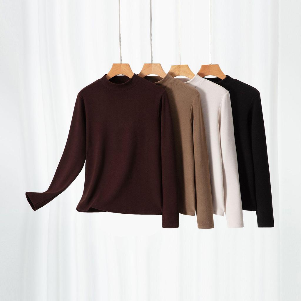 Women's Lyocell Brushed Fleece Slim Fit Long Sleeve Top for Autumn/Winter