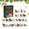 Acrylic Ornament Set Christmas Pony Advent Calendar, 24-Day with Mini Stocking Stuffers Horse Figures, Tree Hanging Countdown Decor, Gift for