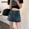 Summer Women's Denim Short Skirt Spice Girls Package Hip Skirt Casual High-Waisted Anti-Walking Pants Skirt A-line Half-body Ultra Short Skirt