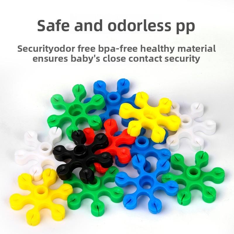 Educational Plastic 3d Snowflake Puzzle Set With Colorful Hexagon Blocks For Kids Learning And Development