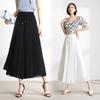 Plus Size Women Pants Female Chiffon Solid Wide Leg Pants Elastic Slacks Trousers
