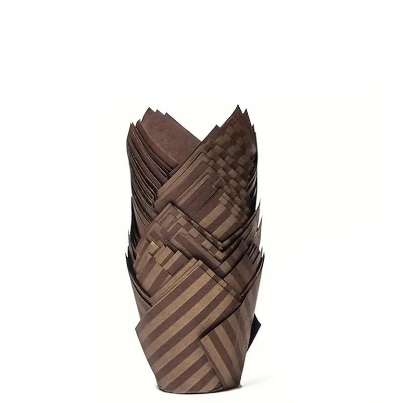 50PCS Tulip Cake Paper Cup Dessert Disposable Baking Heat-resistant Cake Oil Proof Paper Holder Kitchen Oven Baking Tools