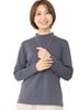 Made In Supima Cotton Long High Innerwear C [SPAN] Japan, T-shirt, Women's, Sleeve, Neck, (LL, Charcoal)