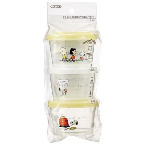 Skater Storage Container Set of 3 240ml Side Dishes Snoopy Watercolor Made In Japan SIJ3-A