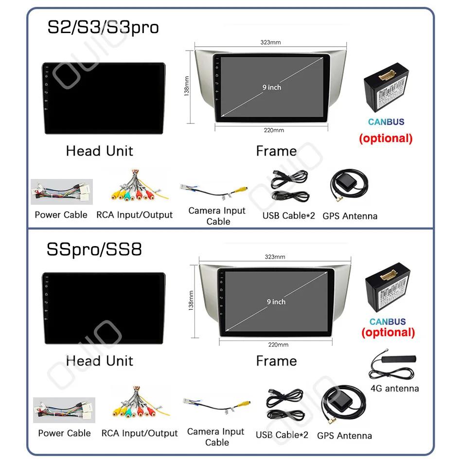 4G Android 13 Radio For Lexus RX300 RX330 RX350 RX400H 2003-2014 Car Stereo Multimedia Player Carplay Auto GPS Navigation