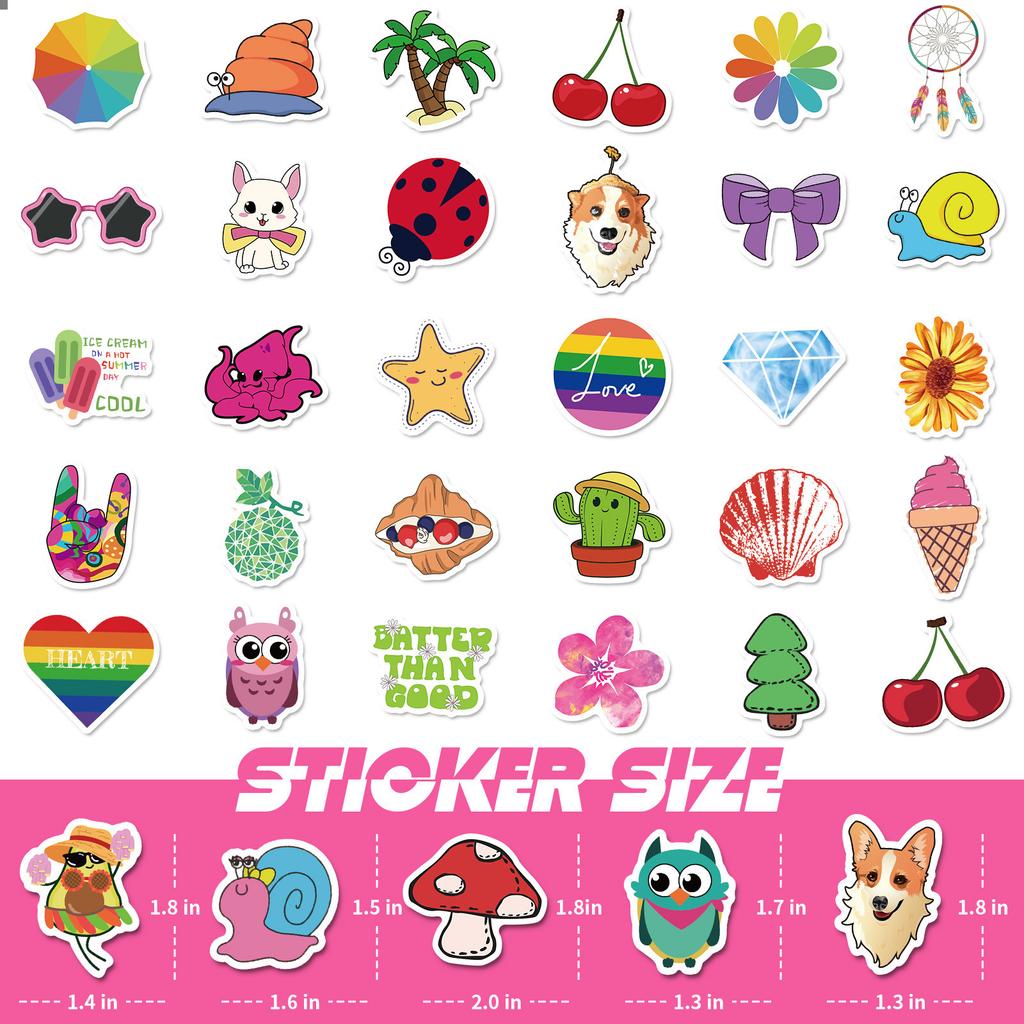 100 Small Size 4cm Love Small Fresh Cute Cartoon Stickers Children's Graffiti Water Cup Stickers