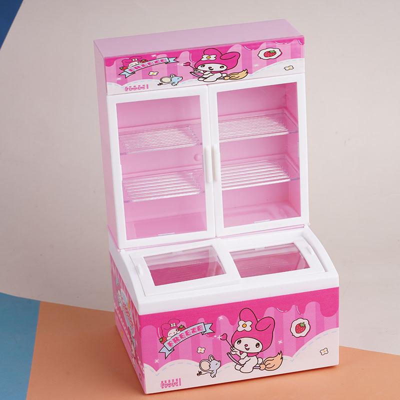 Детский мини-супермаркет, холодильник для мороженого, морозильник для напитков, игрушки, миниатюрный прозрачный витринный шкаф, украшение для кукольного домика для игр с едой