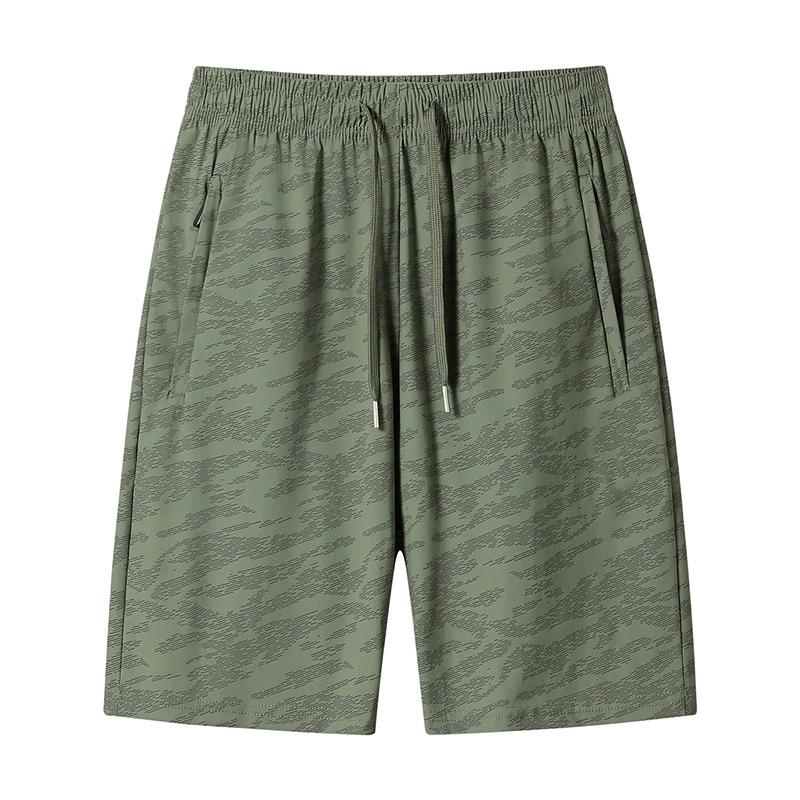 Мужские шорты Ice Silk Five Quarter, быстросохнущие повседневные верхние шорты, тонкие свободные прямые брюки свободного покроя, пляжные брюки большого размера