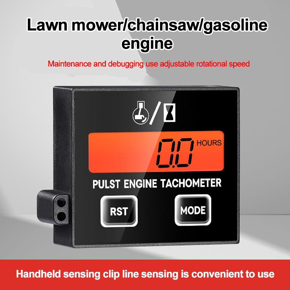 Digital Speedometer Chainsaw Tachometer Waterproof Inductive Hour Meter for Mower Tractor Replaceable Battery Tachometer