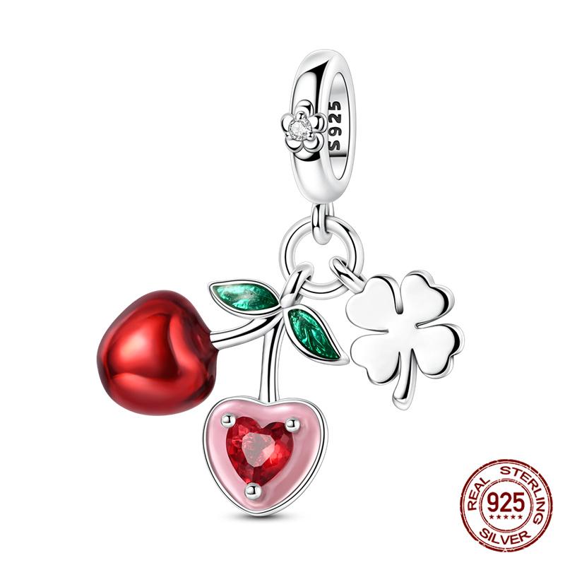 Original Charm Copper Fruit Series Avocado & Cherry Charms Beads Fits 3Mm Original Bracelet Necklace Womens Diy Jewelry Gift