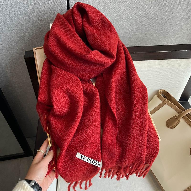 2023 New Fashionable Double Sided Imitation Cashmere Scarf, Warm Scarf for Autumn and Winter, Solid Color Couple Dual Use Shawl