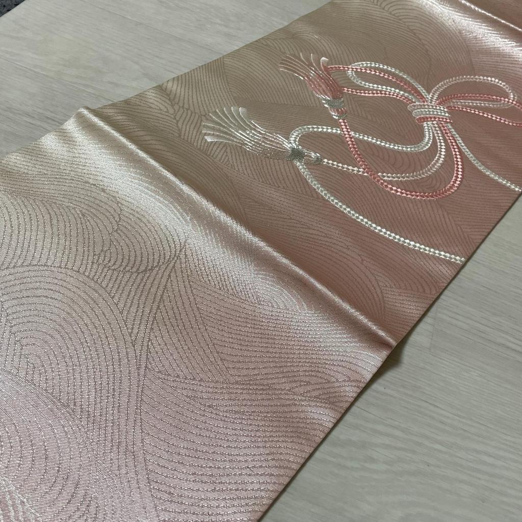 Used Nagoya Obi Embroidered Braid Nine Size Pure Silk Kimono X-4926
